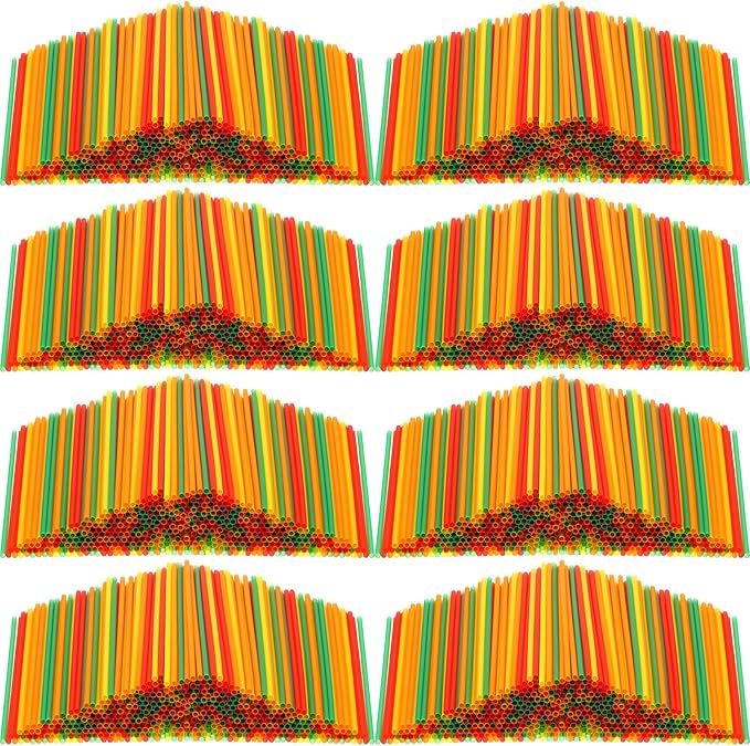 6000 Count Coffee Cocktail Stirrers Straws Disposable Plastic Sip Stir Sticks Cocktail Drink Stirrers Sticks Cups Straws for Bars Juice Drinking(Colorful,5 Inch)
