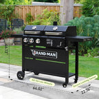Brand-Man Propane Gas and Charcoal Grill Combo,Grill and Griddle Combo Dual Fuel BBQ Grill with Dual Lids for Outdoor Barbecue, Black