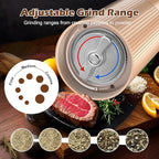 USB Rechargeable Salt and Pepper Grinder Set Electric Pepper Grinders Automatic Pepper Mills Salt Shaker Adjustable Coarseness Large Capacity One Hand Operation (GOLD)