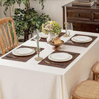 Romanstile Vinyl Placemats Set of 8-12 X 18 Inch - Heat Resistant Non-Slip Embossed Floral Place Mats 100% Waterproof Oilproof Wipeable Faux Leather Table Mats for Kitchen/Dining/Party, Brown