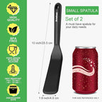 Anaeat Silicone Thin Spatula Set of 2 - Mini Brownie Serving Spatulas - Non Stick Spurtle Turner for Easy Cooking Eggs, Omelet, Pancake, Burgers, Pizza, Steak, Crepes, Heat Resistant & BPA Free