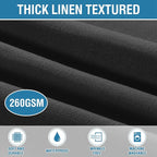 H.VERSAILTEX Linen Textured Table Cloths 60 x 104 Inch Premium Solid Tablecloth Spill-Proof Waterproof Table Cover for Dining Buffet Feature Extra Soft and Thick Fabric Wrinkle Free, Black