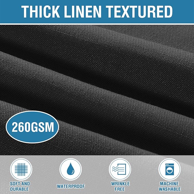 H.VERSAILTEX Linen Textured Table Cloths 54 x 108 Inch Premium Solid Tablecloth Spill-Proof Waterproof Table Cover for Dining Buffet Feature Extra Soft and Thick Fabric Wrinkle Free, Black