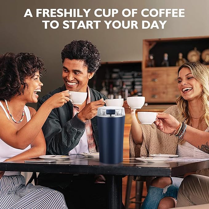 Electric Coffee Grinders - One-Key Portable Coffee Bean and Spice Grinder, 300W Powerful Power with Heavy-Duty Stainless Steel, Portable Coffee Grinder Electric for Coffee, Spices, Herb, Nuts,etc.