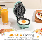Sunvivi 4" Mini Waffle Maker: 6 in 1 Waffle Iron, Waffle Maker with Removable Plates 6pc, non-stick plates easy to clean, Mini Pancake Maker for Kids, Chaffle maker, Pizzelle iron