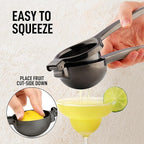 Zulay Extra Large Lemon Squeezer Stainless Steel - Easy Squeeze Heavy Duty Lemon Juicer Hand Press - Ergonomic Citrus Squeezer & Fruit Juicer for Small Oranges, Lemons, & Limes