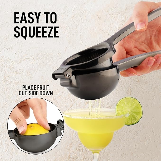 Zulay Extra Large Lemon Squeezer Stainless Steel - Easy Squeeze Heavy Duty Lemon Juicer Hand Press - Ergonomic Citrus Squeezer & Fruit Juicer for Small Oranges, Lemons, & Limes