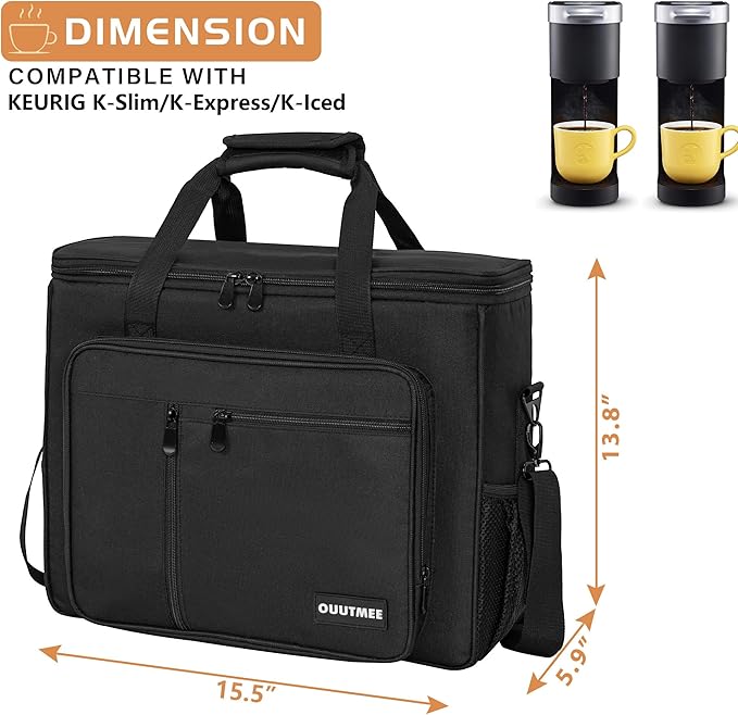 Coffee Maker Carrying Bag Compatible with Keurig K-Slim/K-Express/K-Iced/Ninja PB051/PB041ST, Single Serve Coffee Brewer Portable Storage Bag with Extra Pockets, Storage Tote Case