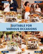 Garvee 6 Pack Chafing Dishes for Buffet, 5 QT Round Buffet Servers and Food Warmer Set with Lid, Stainless Steel Chafers for Catering Parties Wedding Banquet, Gold