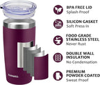SUNWILL Travel Coffee Tumbler 20 oz, Insulated Mug with Lid, Stainless Steel Cup for Hot and Cold Drinks, Powder Coated Plum