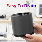 Kitchen Utensil Holder Silverware Organizer 360°Rotating For Counter Organizer Stainless Steel Storage Silverware Caddy 3 Compartment Flatware Spoon Spatula Tool Cutlery Container（Grey）