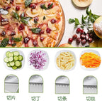 ONCE FOR ALL Safe Mandoline Slicer 5 in 1 Vegetable Cutter, Strips Julienne Dicer Adjustable Thickness 0.1-8 mm for Kitench Fast Meal Prep (Red)