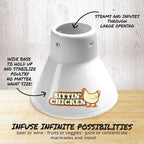 Sittin' Chicken Ceramic Beer Can Steamer & Roaster-Easily Infuse Marinade & Sauce Flavors Into Your Meat- Wide Ceramic Base for Oven or Grill Use- Durable & Reusable for Xmas Dinner & Holiday Parties