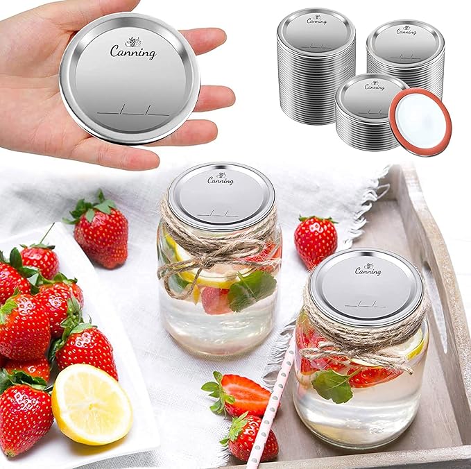 204pcs Regular Mouth Canning Lids, Canning Jar Lids for Ball, Kerr Jars, Split-Type Metal Mason Jar Lids for Canning, 100% Fit & Airtight 2.76" (70mm, Silver)