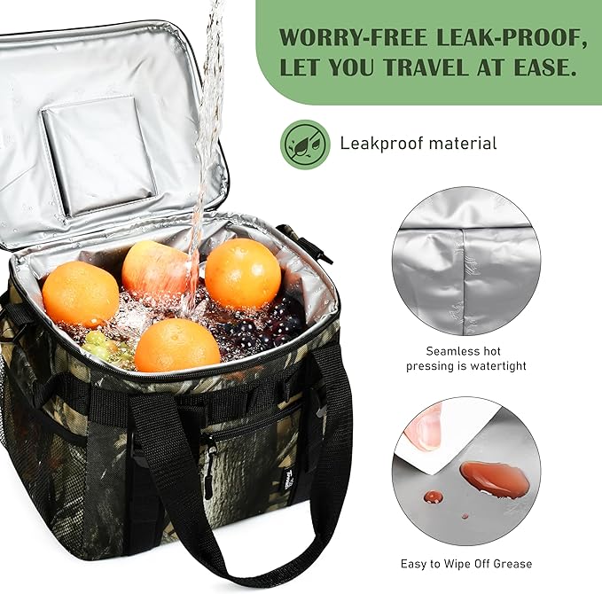 Tirrinia Large Insulated Cooler Bag - Outdoor Leakproof Cooler Box for Women & Men - Portable Freezer Bag with Adjustable Shoulder Strap for Camping, Picnic, Golf, Beach