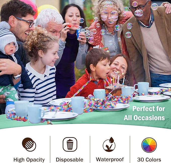 Exquisite 12-Pack Premium Plastic Tablecloth 54in. x 108in. Rectangle Table Cover - Lig...