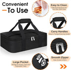 Insulated Casserole Carrier, Portable Casserole Carrier for Hot or Cold Food Lunch Tote Warmer or Cooler Bag, Lasagna Lunch Bag for Potluck Parties- Fits 9" x 13" Baking Dish-Black