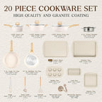 Bakken-Swiss 20-Piece Kitchen Cookware Set – Granite Non-Stick – Eco-Friendly – for All Stoves & Oven-Safe