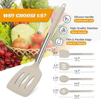 Kitchen Utensils Set of 4 Pack,Silicone Kitchen Utensils Set for Nonstick Cookware,Perfect for Baking and Mixing,Spatula Set BPA Free,Dishwasher Safe,Khaki