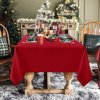 sancua Rectangle Tablecloth - 90 x 132 Inch - Water Resistant Spill Proof Washable Polyester Table Cloth, Decorative Fabric Table Cover for Dining Tables, Buffet Parties and Camping, Red