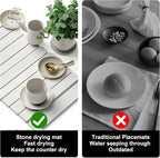 Stone Drying Mat for Kitchen Counter, Diatomaceous Earth Mats, Dish Drying Mat 24"×16", Foldable Water Absorbing Stone Dish Mat for Utensils, Pots and Bottles