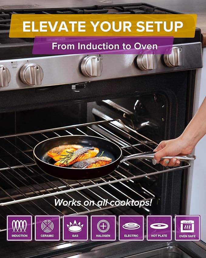 Nuwave Lux 13-Piece Premium Cookware Collection, Healthy G10 Duralon Blue Ceramic Nonstick, Ultra Durable, PFAS-Free, Lightweight & Works on All Cooktops