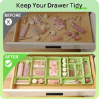 Vtopmart 25 PCS Plastic Drawer Organizers Set, 4-Size Versatile Bathroom and Vanity Drawer Organizer Trays, Storage Bins for Makeup, Bedroom, Kitchen Gadgets Utensils and Office