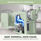 GreenPan Frost Ice Cream Machine & Frozen Drink Maker, Soft Serve, Slushie, Sorbet, Milkshakes & Cocktails, No Freezer Needed, 7 Textures, Quiet & Rapid, Easy Clean, Family Size, Pistachio Sage