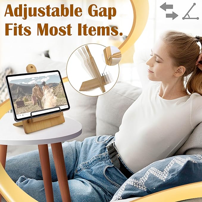 Cookbook Stand Wooden Recipe Book Holder: Wood Cookbook Stand for Kitchen Counter - Adjustable Tablet Cook Book Recipe Stand Thanksgiving Day Christmas Gift for Mother, Grandma, Women