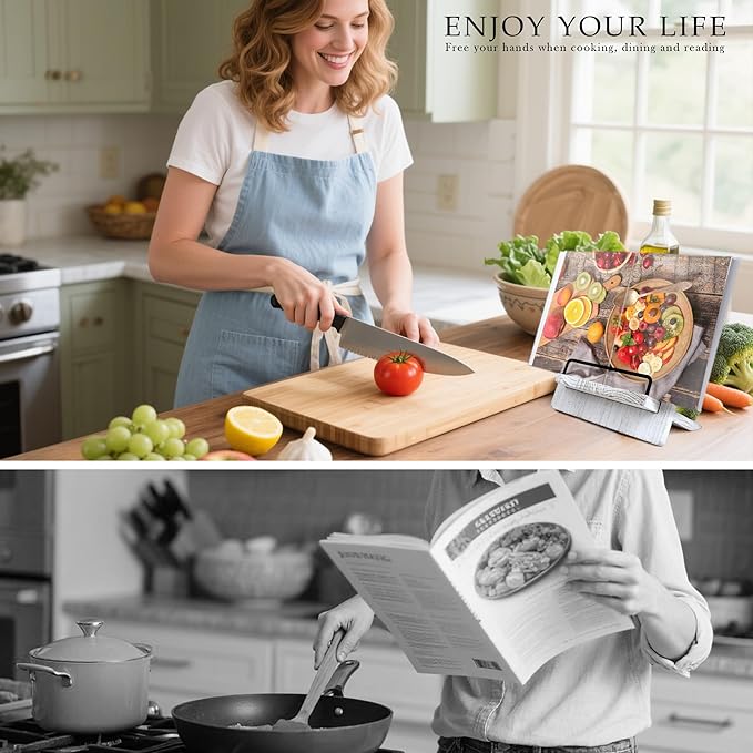 Wood Cookbook Stand Cookbook Holder: Kitchen Adjustable Cookbook Holder Recipe Stand for Counter White