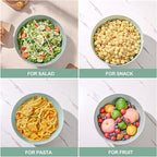 Bamboo Fiber Salad Bowl with Servers Set Large 9.8inches Nature Bamboo Mixing Bowl with Servers with Lid Spoon and Fork for Fruits,Salads and Vegetables