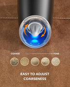 Sangcon Gravity Electric Salt and Pepper Grinder Set Automatic Shakers Mill Grinder with LED Light, BATTERY POWERED Adjustable Coarseness One Hand Operation, Upgraded Larger Capacity