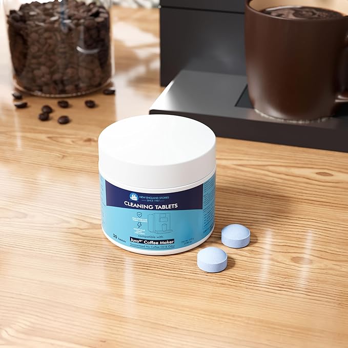 New England Stories Jura Compatible Cleaning Tablets - 30 Count for All Jura Coffee Machines For Cleaning Internal Parts, Hard-to-Reach Areas, Keep Your Espresso Equipment in Top Condition