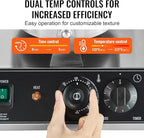 VEVOR Commercial Waffle Maker, Dual-Head Round Waffle Baker Machine, 2460W Non-Stick Stainless Steel Belgian Waffle Iron with Temp and Time Control, Handle, for Restaurant Bakery Snack Bar Family