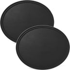 CURTA 2-Pack Restaurant Grade Non-Slip Tray, NSF, Oval 22-Inch x 27-Inch, Plastic Rubber Lined Round Serving Tray, Black