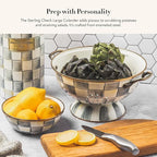 MACKENZIE-CHILDS Enamel Colander, Decorative Kitchen Strainer, Large, Gray-and-White Sterling Check