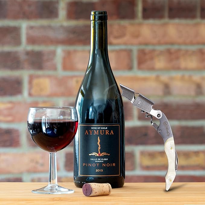 WineOp Professional Wine Opener Luxury Double Hinged Waiter's Corkscrew Wine Bottle Key - Cork screwer for Servers, Bartenders, Sommelier and Home Use | All-In-One Stainless Steel (White Resin)