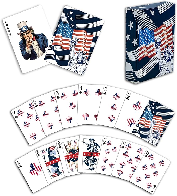 American Flag Flask & Card Set Leather-Wrapped USA Flask with Playing Cards | Disabled Vet Owned SMALL Business | Flag Flask & Card Set