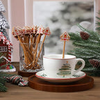30 Pcs Christmas Drink Stirrers Xmas Stir Stick Holiday Coffee Swizzle Stick Reusable Plastic Hot Cocoa Bar Chocolate Decoration Cocktail Mixer(Gingerbread House,Novel Color)