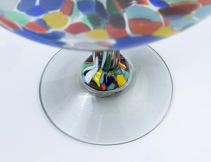 16 oz Hand Blown Mexican Margarita Glasses Set of 2 - Confetti
