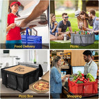 BALEINE 2Pk Insulated Reusable Grocery Bags, Collapsible Cooler Bag for Groceries, Heavy Duty Large Insulated Bag (19.5''x19.5''x11.5'', Midnight Blue)