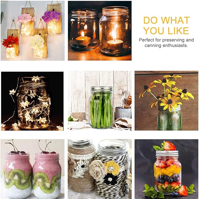 Accguan Mason Jars,Glass Jars With Lids 12 oz,Canning Jars For Pickles And Kitchen Storage,Wide Mouth Spice Jars With Silver Lids For Honey,Caviar,Herb,Jelly,Jams,Set of 20