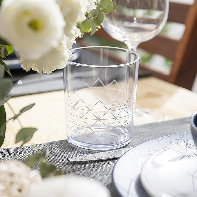 bzyoo BPA-Free Designed Dishwasher Safe 14 oz Plastic Tumbler Set which is Durable and Stackable Great For Parties, Anniversaries (6 PCS, Spidy White)