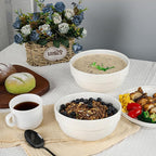 HAPPY KIT Large Serving Bowls 7 Inch 40 Ounces Soup Bowls,White Ceramic Salad Bowl Set of 3 for Kitchen,Pasta Bowls, Pho, Noodle, Cereal - Dishwasher & Microwave Safe