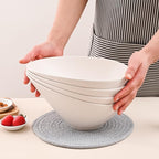 Salad Bowls, 4 Packs Serving Bowl, Compostable 33 Ounce Pasta Bowls, Elegant White Angled Bowl for Salad, Pasta, Soup, Prep, Ideal for Home and Restaurant