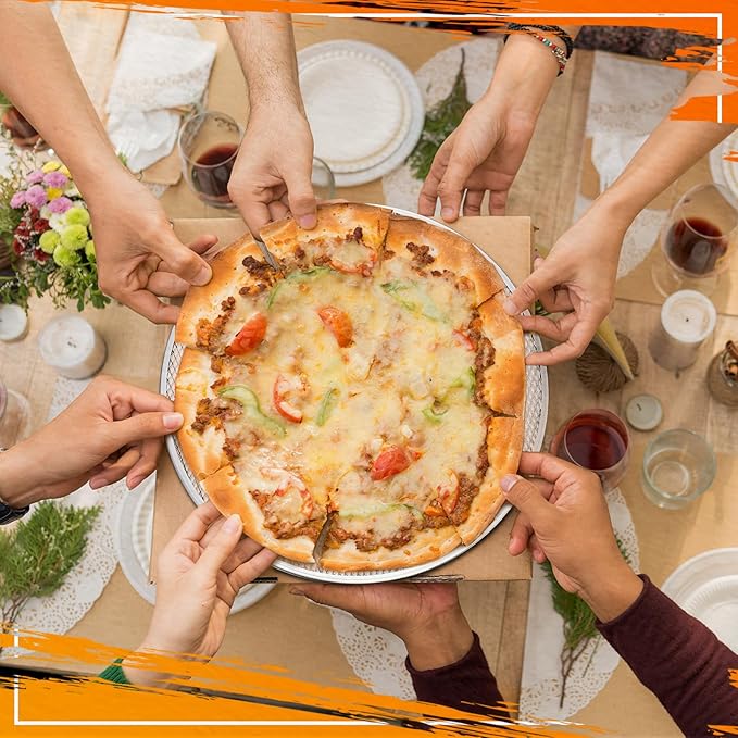 Nuogo 5 Pcs 14 Inch Pizza Pan with Holes Aluminum Mesh pizza Screen Seamless Round Tray for Oven Nonstick Baking Sheet for Kitchen Bakery Restaurant BBQ Party Cookware Supplies