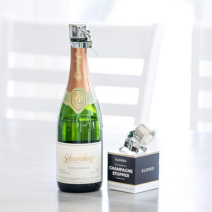KLOVEO Champagne Stoppers - Patented Seal - Made in Italy - Professional Grade WAF Champagne Bottle Stopper - Prosecco, Cava, and Sparkling Wine Stopper