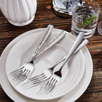 KEAWELL Premium 20/45/65 Piece Louis Hammered Silverware Set with Squared Edge, 18/10 Stainless Steel, Service for 4/8/12, Fine Flatware Set, Dishwasher Safe (65)