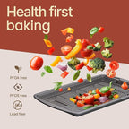 Cookie Sheet with Wire Rack Set, 2-Piece Nonstick Gray Carbon Steel Pan & Cooling Rack, Space-Saving Stackable Set, PFOA, PFOS, PTFE Free, Oven Safe Up to 450°F, 17.4" Pan & 14.7" Rack