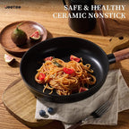 JEETEE Ceramic Cookware Set, 13 Pcs Pots and Pans Set Nonstick with Rotation Removable Handles, Healthy Non-Toxic Cooking Set for All Stoves, Stackable Pots Pans, Oven Safe, PFOA/PFOS Free, Black